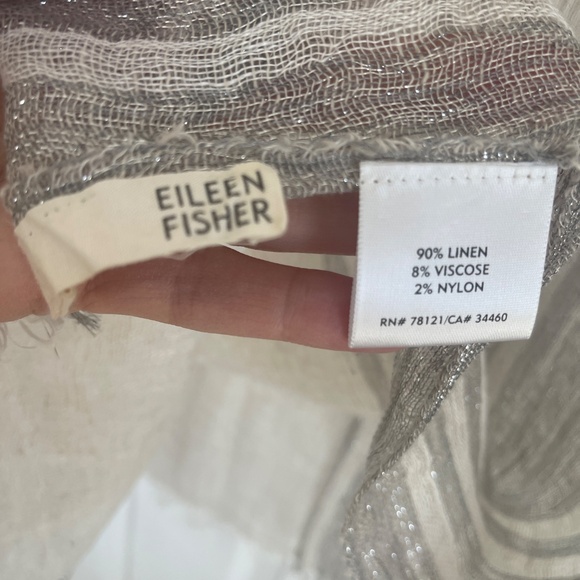 Eileen Fisher Linen Gauze Metallic Scarf NWOT - Picture 3 of 6